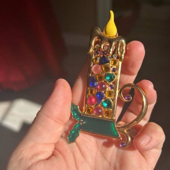 Vintage big 1980’s nostalgia Colourful Candle Brooch 🕯️ - Picture 2 of 6